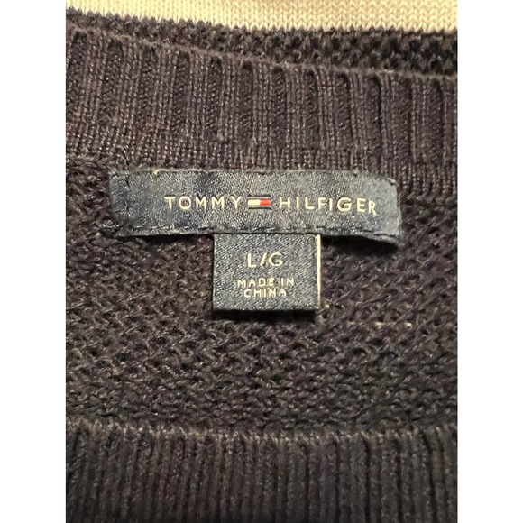 Tommy Hilfiger Long‎ Cuff Sleeve Blue White Stripes Size L 22" Long x 20" PTP - Picture 5 of 5